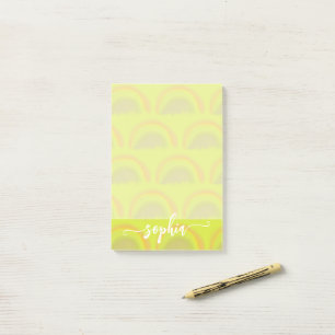 Post-it® Motif arc-en-ciel pastel joli nom personnalisé