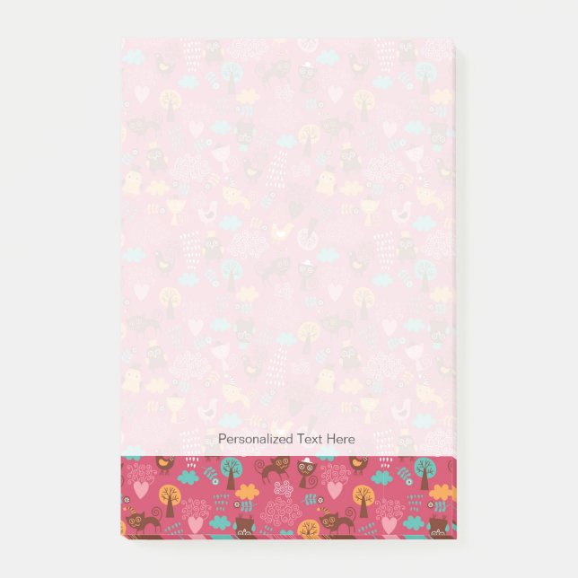 Post-it® Motif aux oiseaux et chats mignons (Devant)
