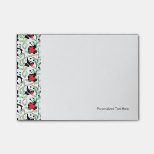 Post-it® motif avec de beaux pandas avec des coeurs