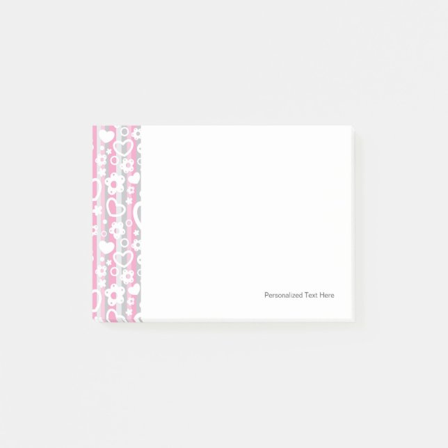 Post-it® Motif avec des coeurs et des fleurs (Devant)