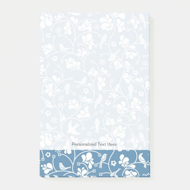 Post-it® motif avec les oiseaux et l'ornement de plantes (Devant)