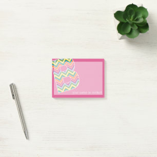 Post-it® Motif chevron couleur vive personnalisé avec monog