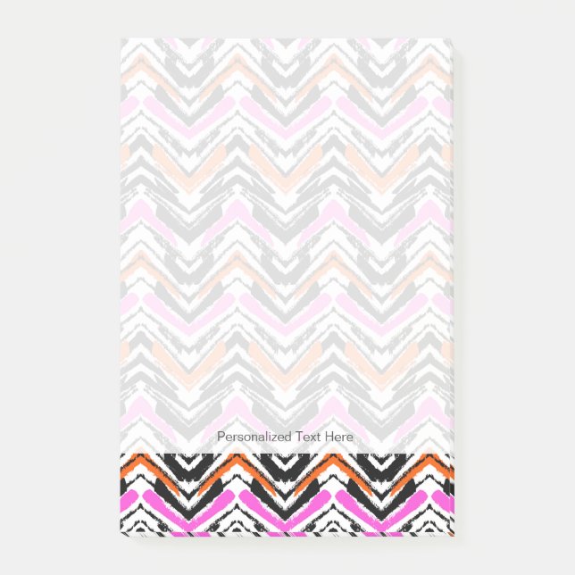 Post-it® Motif Chevron De Main Noire, Orange Et Rose (Devant)