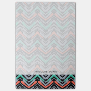 Post-it® Motif Chevron Grise, Turquoise Et Corail
