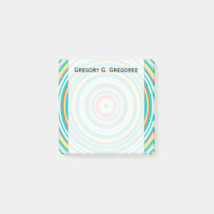 Post-it® Motif circulaire/anneau multicolore + nom personna