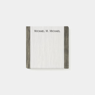 Post-it® Motif d'apparence en bois rustique + note de nom p