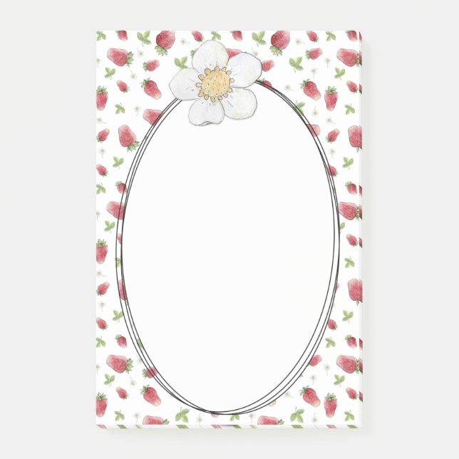 Post-it® Motif d'aquarelle aux fraises rouges (Devant)