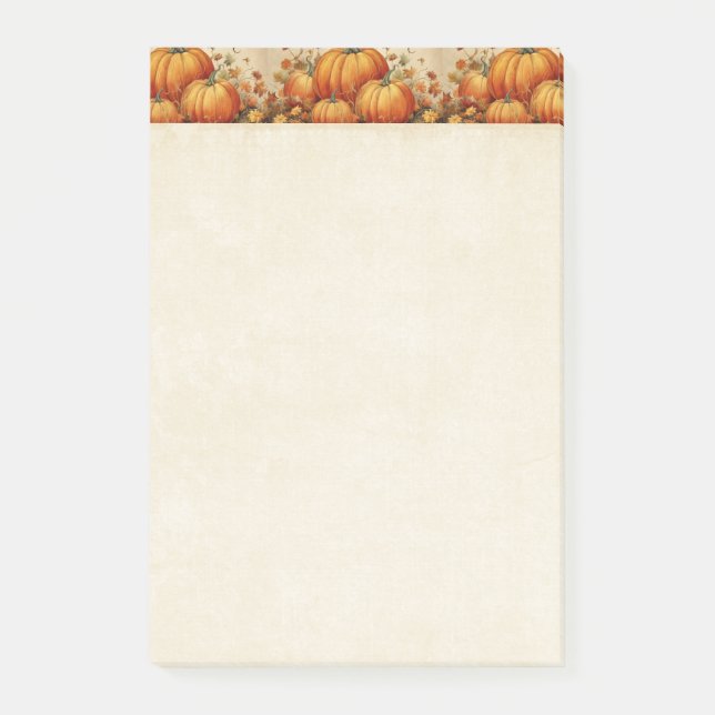 Post-it® Motif d'automne rustique Citrouille orange (Devant)