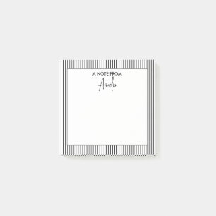 Post-it® Motif de bande noir et blanc Nom personnalisé