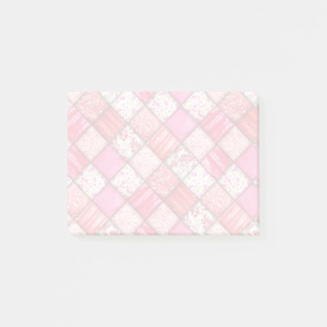 Post-it® Motif de courtepointe rouge et rose (Devant)