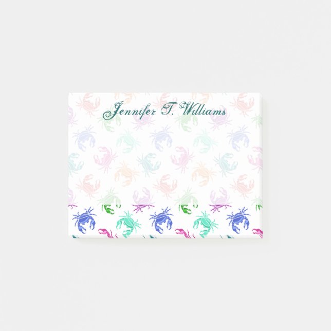Post-it® Motif De Crabes| Ajouter votre nom (Devant)