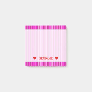 Post-it® Motif de fines bandes magenta et rose; Nom personn