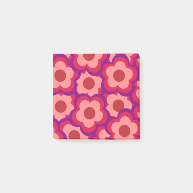 Post-it® Motif de fleurs hippie rétro couleur gras (Devant)