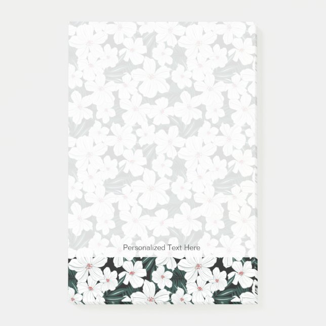Post-it® Motif de fleurs tropical blanc (Devant)