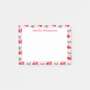 Post-it® Motif de fruits cerisiers en rose et rouge personn