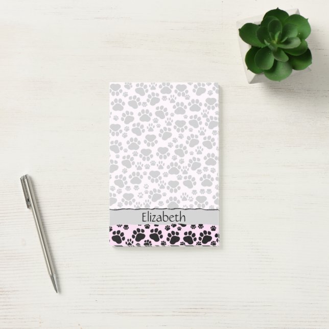 Post-it® Motif De Pâtes, Paws Noires, Paws Chiens, Votre No (Bureau)