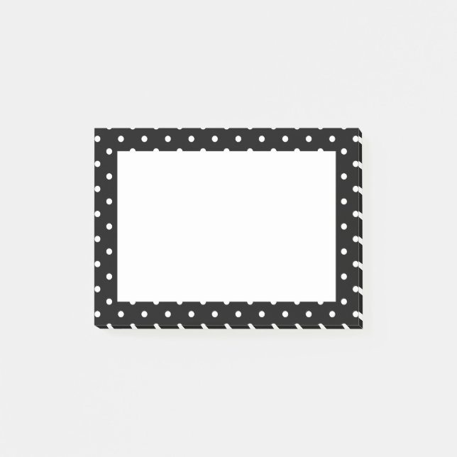 Post-it® Motif de points Polka blanc et noir (Devant)