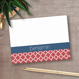 Post-it® Motif de Quatrefoil blanc rouge