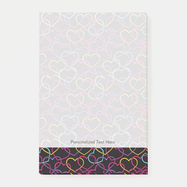 Post-it® Motif de Valentine avec des coeurs de couleur (Devant)