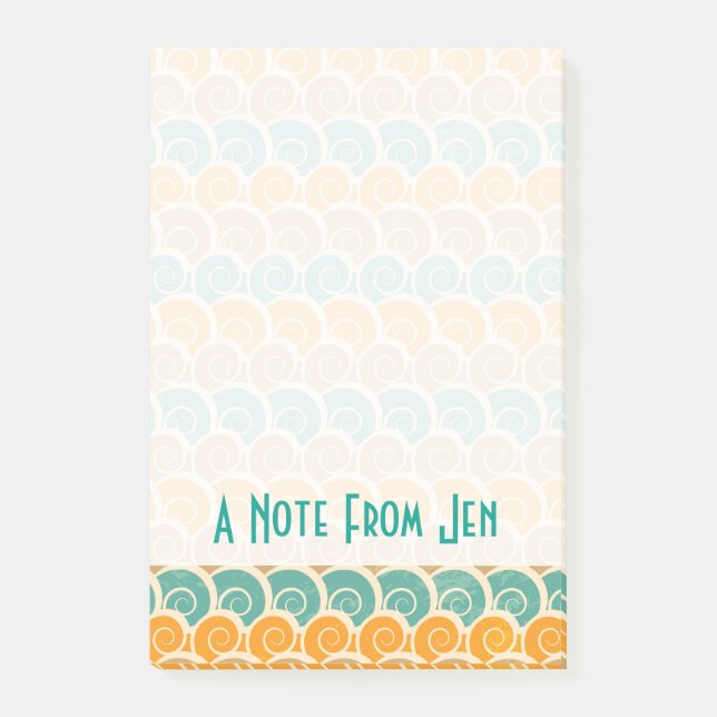 Post-it® Motif des vagues d'aquarelle| Ajouter votre nom (Devant)