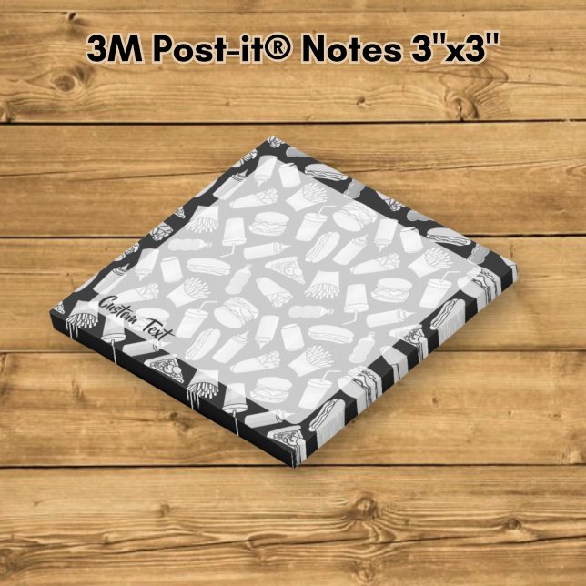 Post-it® Motif d'icônes de restauration rapide blanches (Créateur téléchargé)