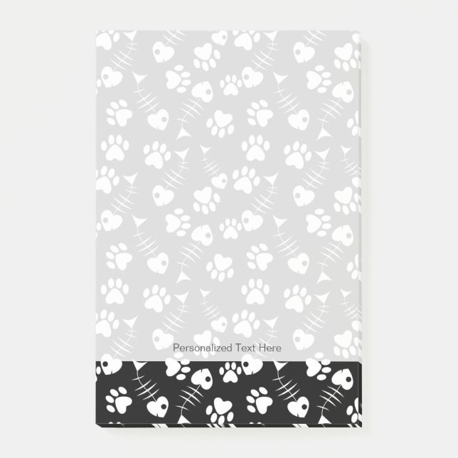 Post-it® motif d'impression de chat d'os de poissons (Devant)