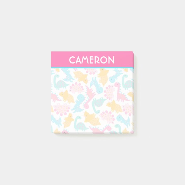 Post-it® Motif Dinosaur rose et Turquoise (Devant)