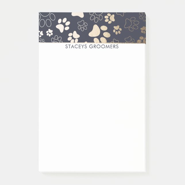 Post-it® Motif Empreinte de patte Gold Et Navy (Devant)