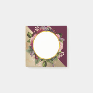 Post-it® Motif en marbre doré et fleurs bordeaux