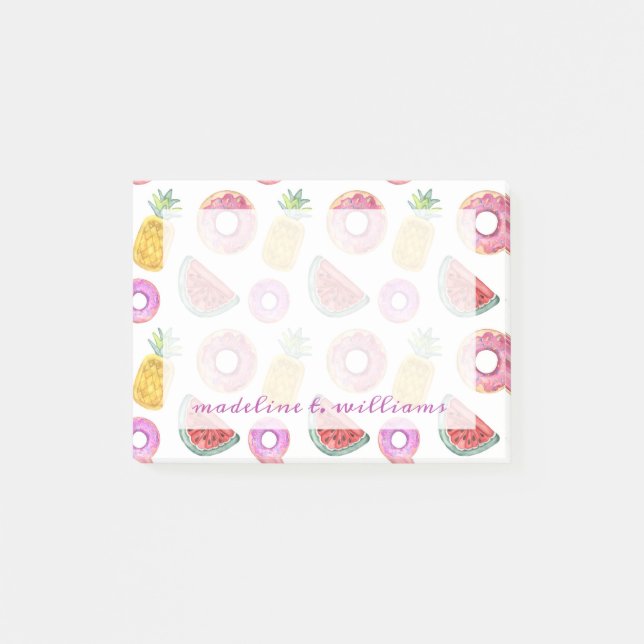 Post-it® Motif en pastel de flotteur de piscine d'aquarelle (Devant)