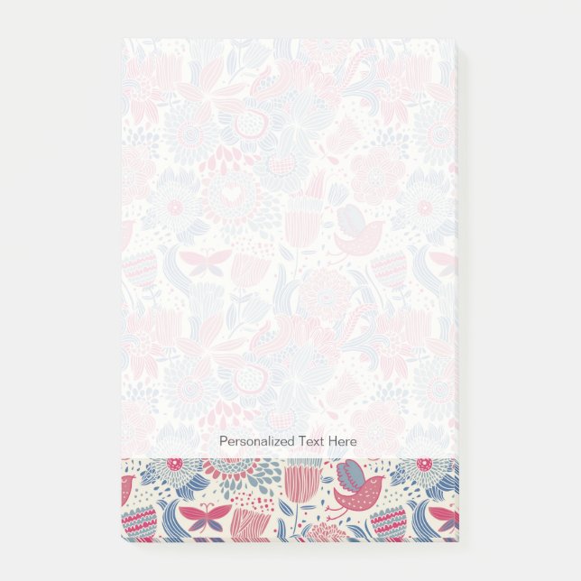 Post-it® Motif floral avec l'oiseau et le papillon (Devant)