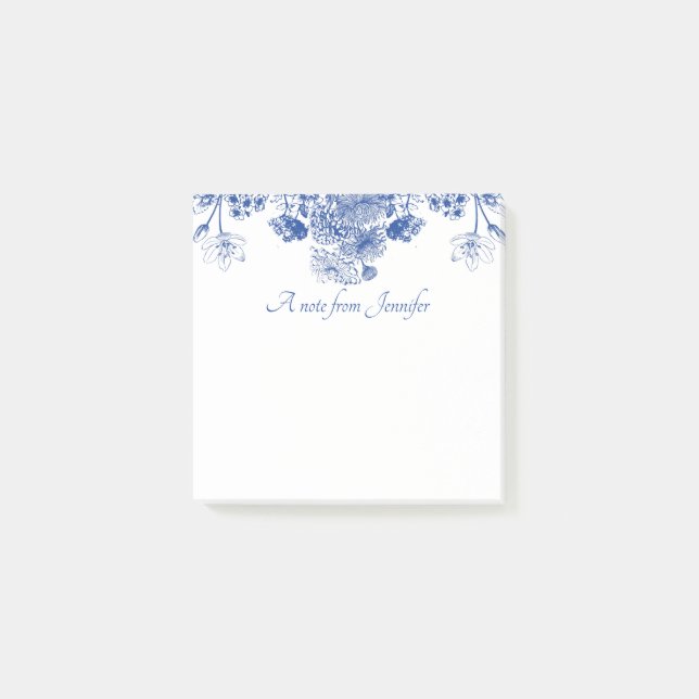 Post-it® Motif Floral bleu et blanc (Devant)