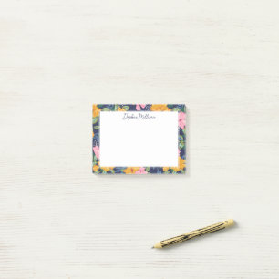 Post-it® Motif Floral Moderne Abstrait Rose et Jaune Nom