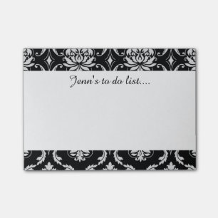 Post-it® Motif floral noir et blanc classique de damassé