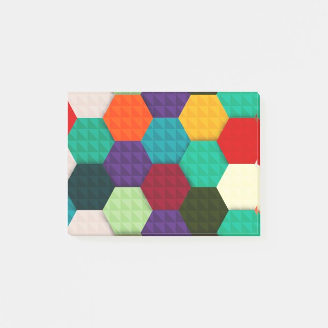 Post-it® motif hexagonal coloré (Devant)