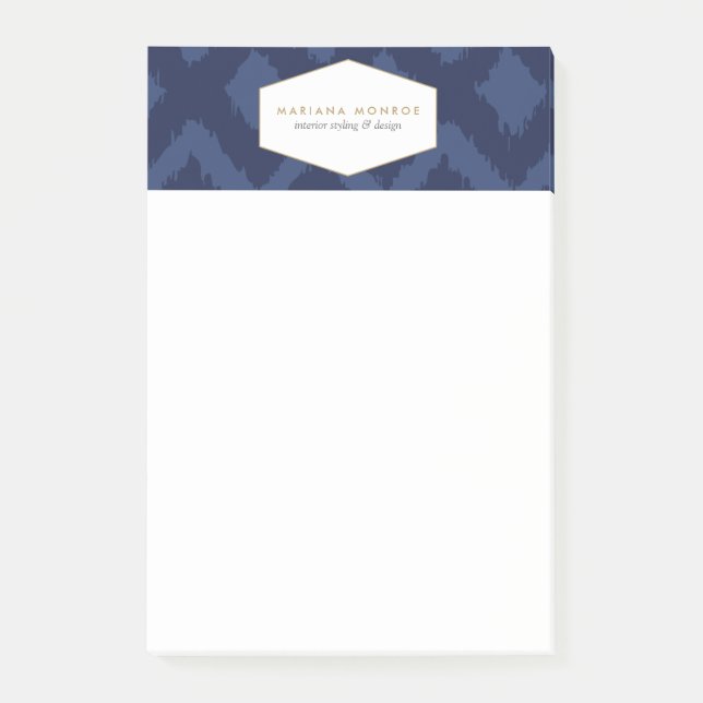 Post-it® Motif Ikat dans Blue Designer Post-it Notes (Devant)