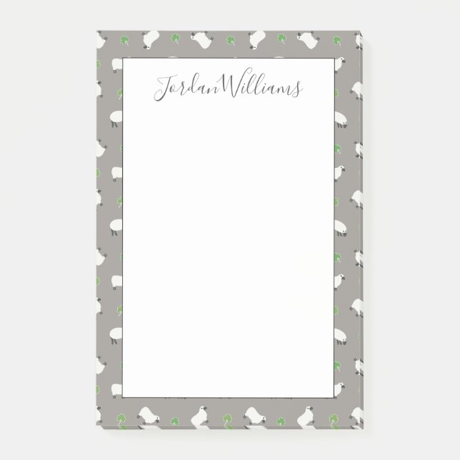 Post-it® Motif irlandais de shamrock et de moutons (Devant)