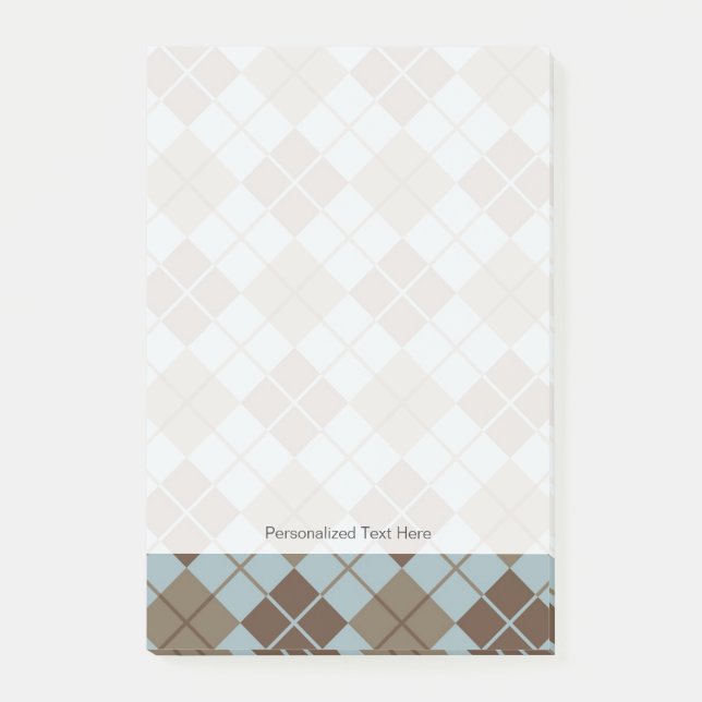 Post-it® Motif Jacquard en bleu et en taupe (Devant)