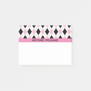 Post-it® Motif Jacquard rose et noir avec bandes roses