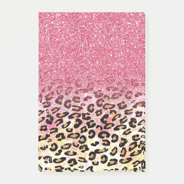Post-it® Motif léopard de Parties scintillant rose Glam (Devant)