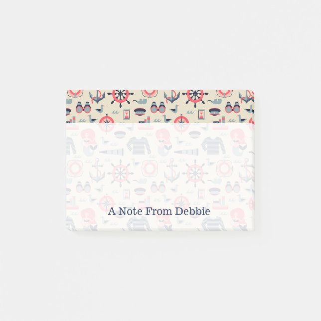 Post-it® Motif Marine Life| Ajouter votre nom (Devant)