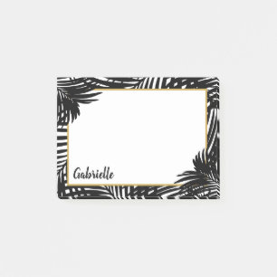 Post-it® Motif moderne Tropical Noir et Blanc Palm Tree