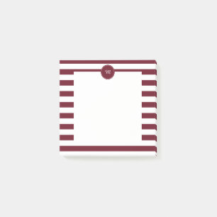 Post-it® Motif Monogram Burgundy et White Stripes