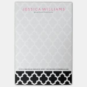 Post-it® Motif noir et blanc d'Ikat Quatrefoil