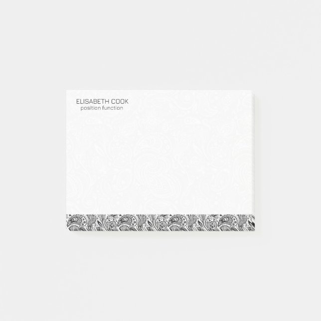 Post-it® Motif noir et blanc Paisley (Devant)