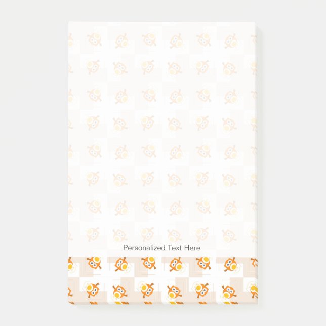 Post-it® Motif orange d'illustration de hibou (Devant)
