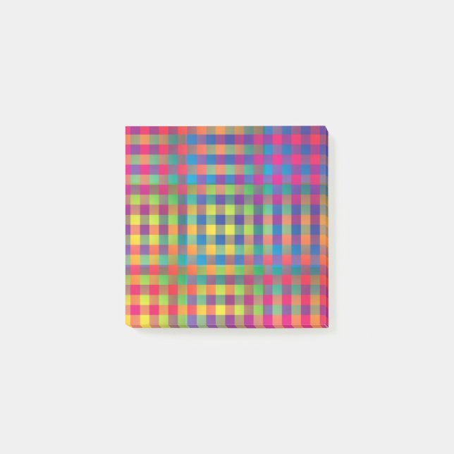 Post-it® Motif patchwork damier rose orange jaune (Devant)