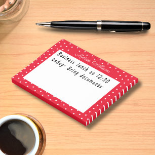 Post-it® Motif personnalisé à pois rouges et blancs avec no