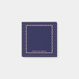 Post-it® Motif Polka Dot Texté bleu marine et or Rose