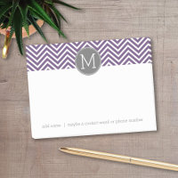 Motif pourpre et gris Chevron avec Monogram